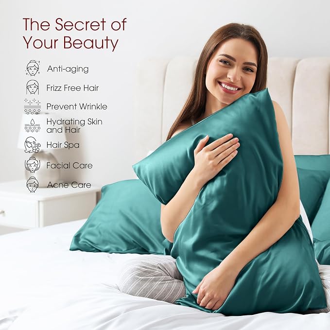 100% Silk Pillow Cases 2 Pack King Size Mulberry Silk Pillowcase - Image 3