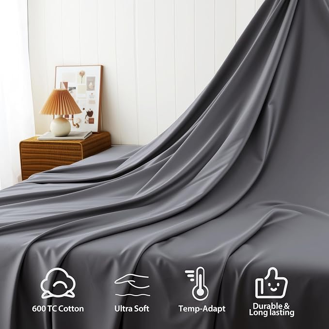 Cotton Flat Sheets Only, 600 TC 100% Cotton Flat Sheet Top Sheet Only, TwinXL - Image 4