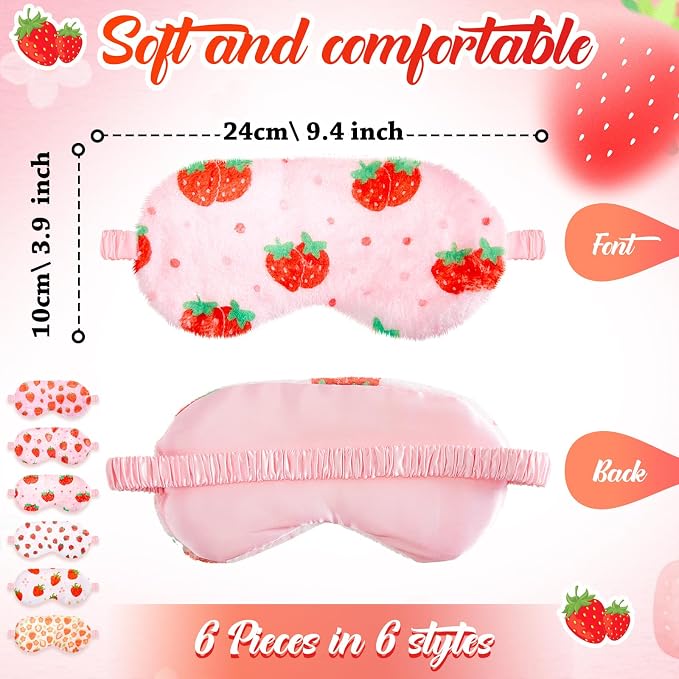 Cuffbow 6 Pack Plush Sleep Mask Set, Cute Plush Eye Masks - Image 2