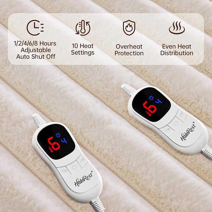 Heated Blanket Queen Size, Faux Fur Cozy Heating Blanket - Image 3