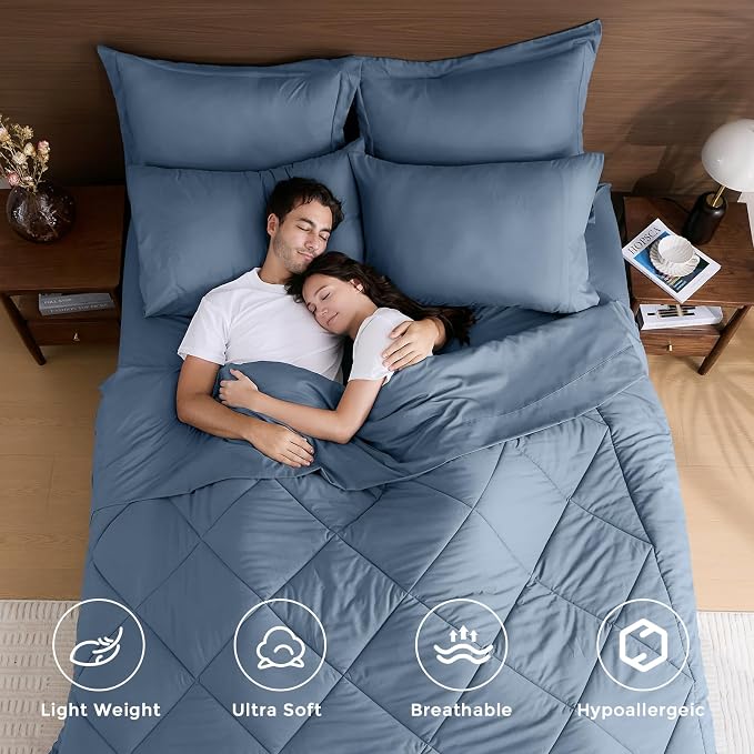 HEVUMYI Dusty Blue Cali-King Comforter Set - Image 2