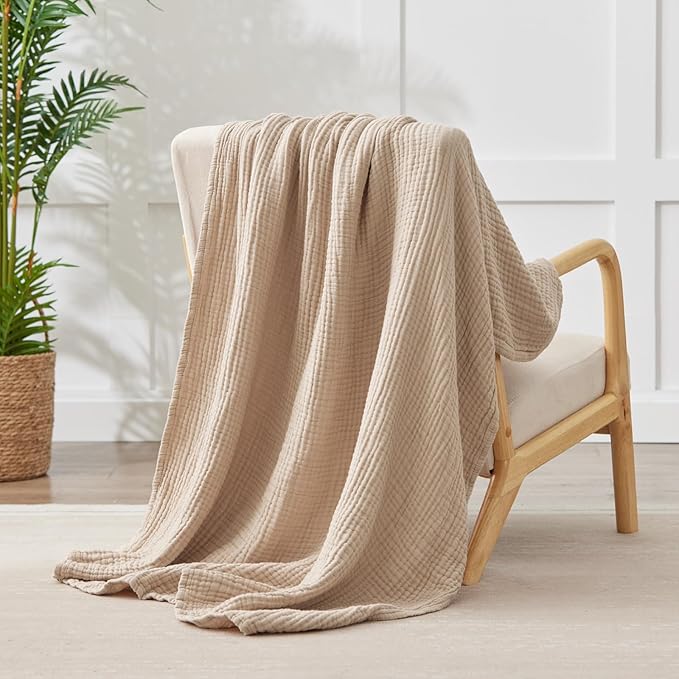 100% Cotton Muslin Blanket 40" x 40", Breathable and Lightweight Cotton Throw - Image 6