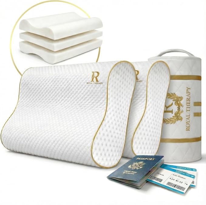 2-Pack Travel Memory Foam Pillow, Cervical by ROYALTHERAPY