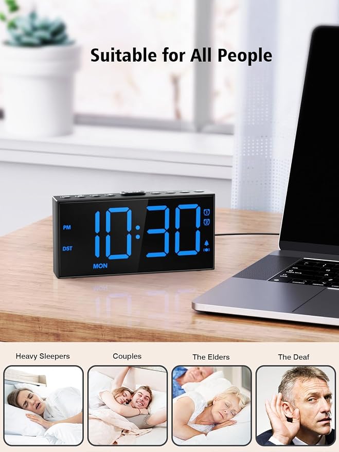 Vibrating Alarm Clock for Heavy Sleepers – Loud Bed Shaker, Dual Alarms - Image 7