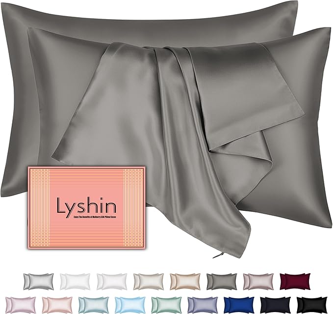 Silk Pillow Cases 2 Pack Queen Size by LYSHINSILKPILLOWCASES
