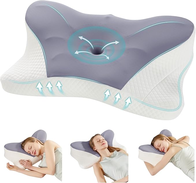 DUMOS Cervical Neck Pillow, Cooling Ergonomic Memory Foam Pillows by DumosLifestyle