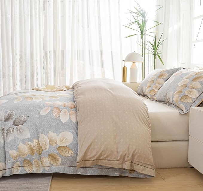 OAITE Duvet Cover Set Queen Size Floral Pattern 500 Thread Count Ultra Soft - Image 5