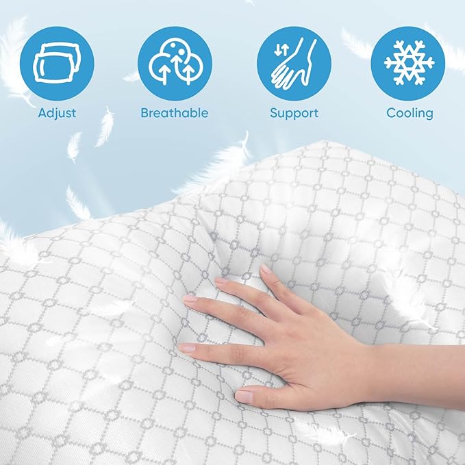 OAISZ Shredded Memory Foam Pillow, Standard Size Cooling Adjustable Firm Bed - Image 2