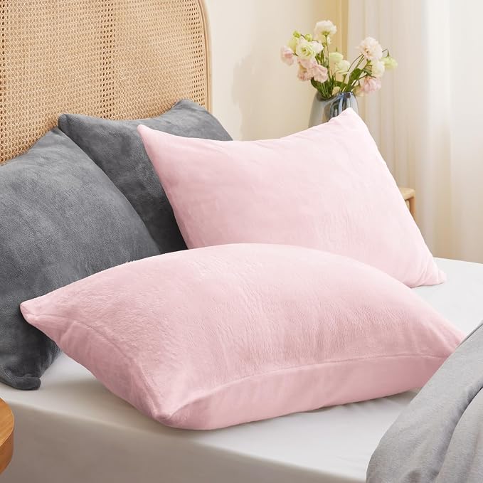 BEDELITE Flannel Pillow Cases Queen Size Set of 2, Super Soft Fleece Pillowcases - Image 2