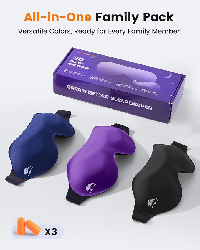 3 Pack Sleep Masks for Women & Men: True Blackout Eye Mask for Sleeping - Image 9