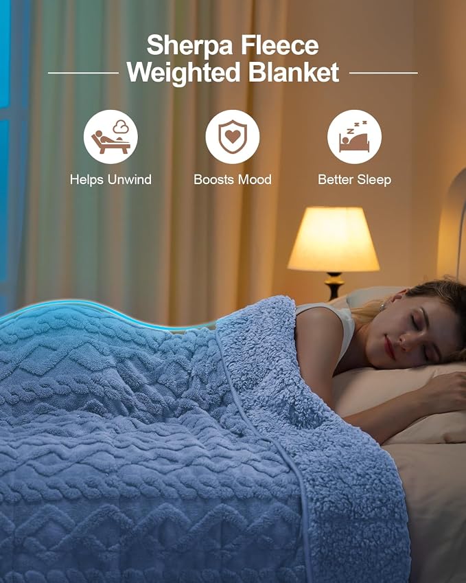 Super Fuzzy Soft Sherpa Fleece Weighted Blanket, 20 lbs Dual Sided Fluffy Heavy - Image 2
