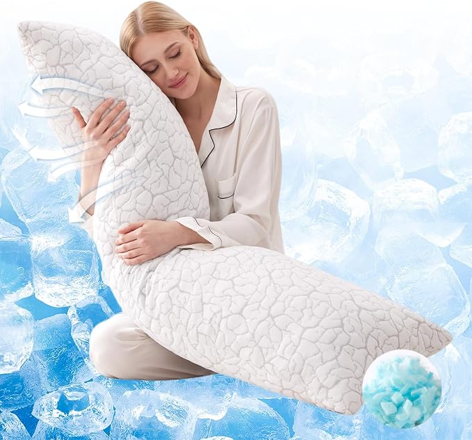 Cooling Body Pillow for Adults, Shredded Memory Foam Full Body Pillow by WGAKCED