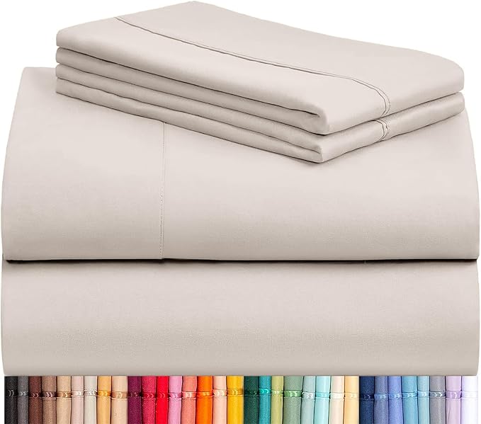 LuxClub 4 PC Sheet Set Bed Sheets Deep Pockets 16" Eco Friendly Wrinkle Free by LuxClub