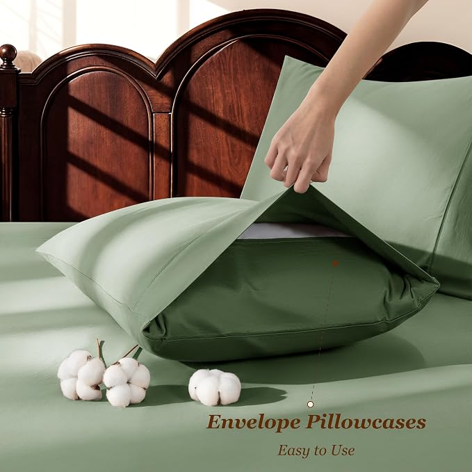 LBRO2M 1000 Thread Count 100% Egyptian Cotton Sheets Set Full Size, 4 Piece - Image 6