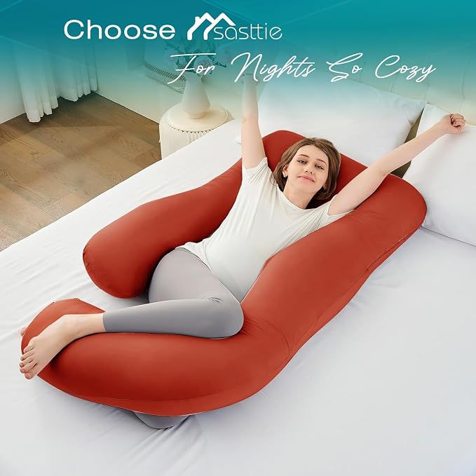 Sasttie Pregnancy Pillows for Sleeping, Jumbo U Shaped Cooling Full Body Pillow - Image 5