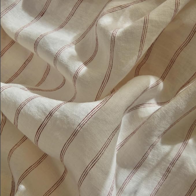 mixinni Striped Duvet Cover Set Twin XL, 3 Piece Cotton Linen Blend Bedding Set - Image 6