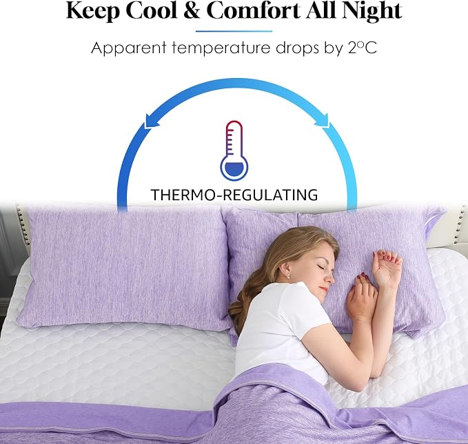 CHOSHOME Cooling Pillow Cases Zipper Pillow Covers Q-Max > 0.45 Zippered - Image 3