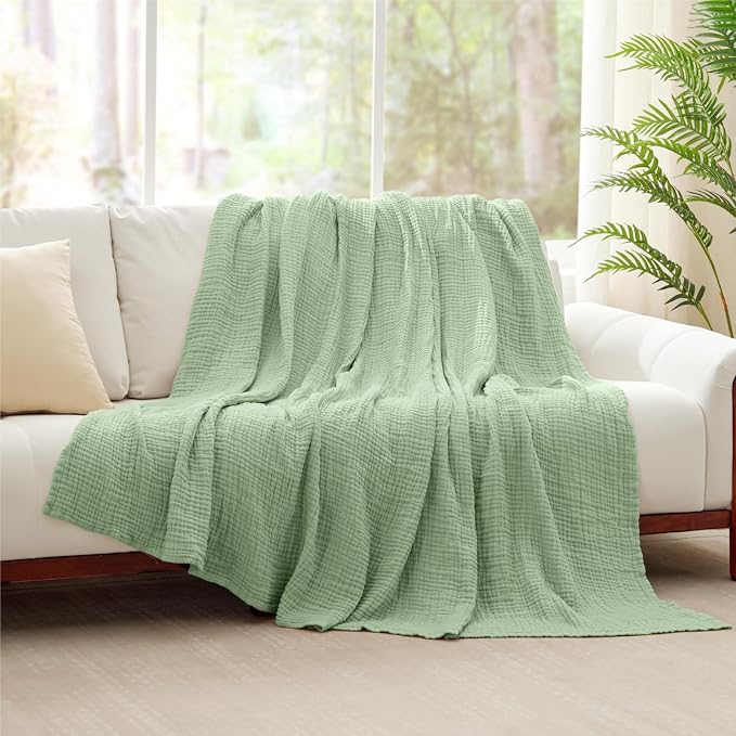 100% Cotton Muslin Blanket Large 50" x 70", 6 Layers Breathable and Lightweight - Image 8