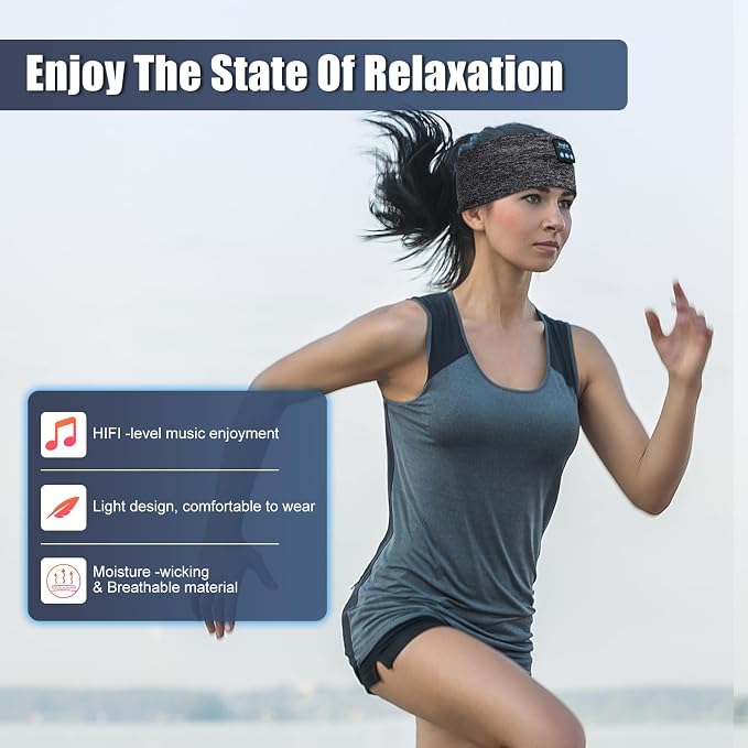 Sleep Headphones Bluetooth 5.3 Headband, Sports Wireless Earphones Sweat - Image 4