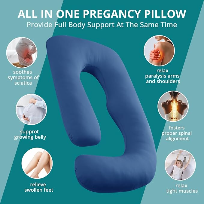 Sasttie Pregnancy Pillows for Sleeping, Jumbo U Shaped Cooling Full Body Pillow - Image 4