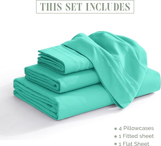 Elegant Comfort Luxurious 1500 Premium Hotel Quality Microfiber 4-Piece Sheet - Image 3