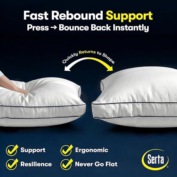 Serta Hotel Collection Bed Pillows King Size Set of 2, 400 Thread Count 100% - Image 2