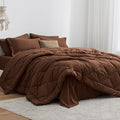 Love's cabin Full Comforter Set Brown, 7 Pieces Full Bed in a Bag, All Season by Lovescabin