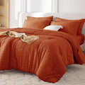 MUXHOMO 7 Pieces Queen Comforter Set, Seersucker Bed in a Bag Queen Size by MUXHOMO