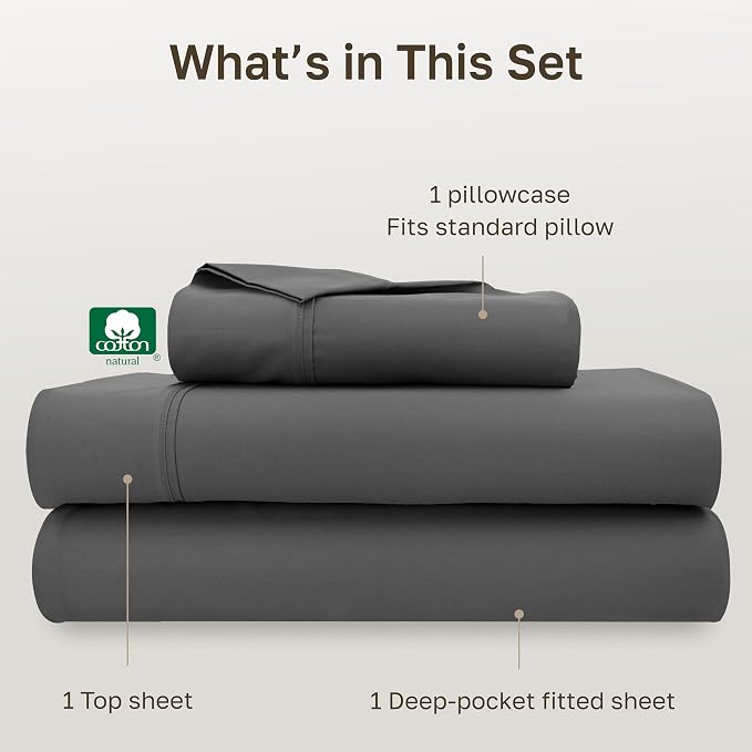 California Design Den Soft 100% Cotton Twin Sheet Set, 400 Thread Count Good - Image 4