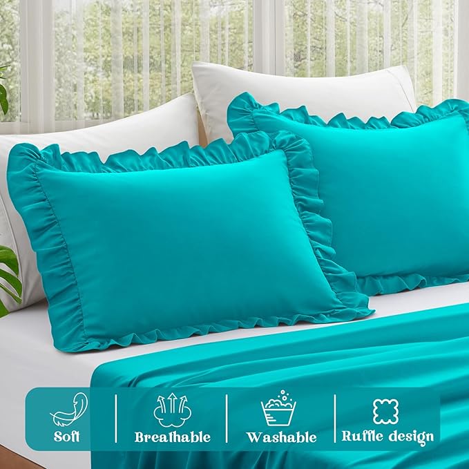 KKJIAF Ruffle Pillow Cases Standard Size Set of 2, Ruffled Pillow Covers - Image 4
