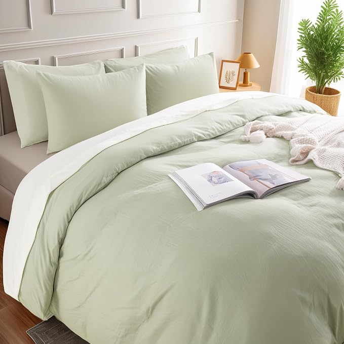 NEXHOME PRO Duvet Cover Set Super Queen 92"x98" Linen Feel Textured Organic - Image 4