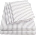 Queen Sheets Pinstripe White by SweetHomeCollection