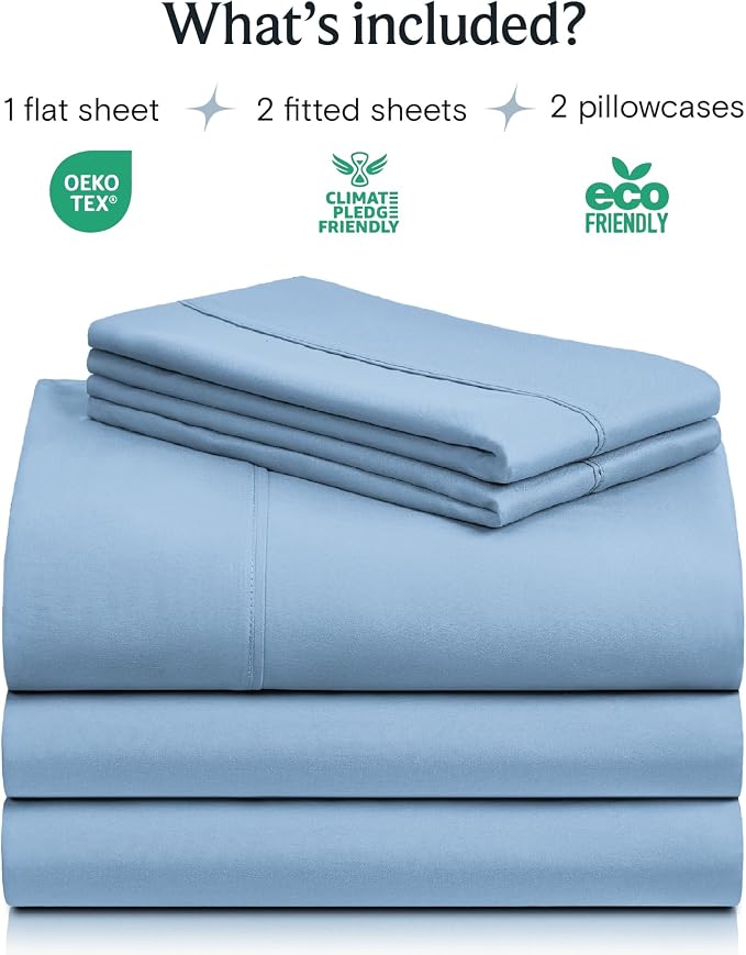 LuxClub 5 PC Split King Sheet Set, Breathable Luxury Bed Sheets, Deep Pockets - Image 2