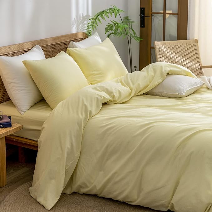 BESTOUCH Duvet Cover Set 100% Washed Cotton Linen Feel Super Soft Comfortable - Image 2