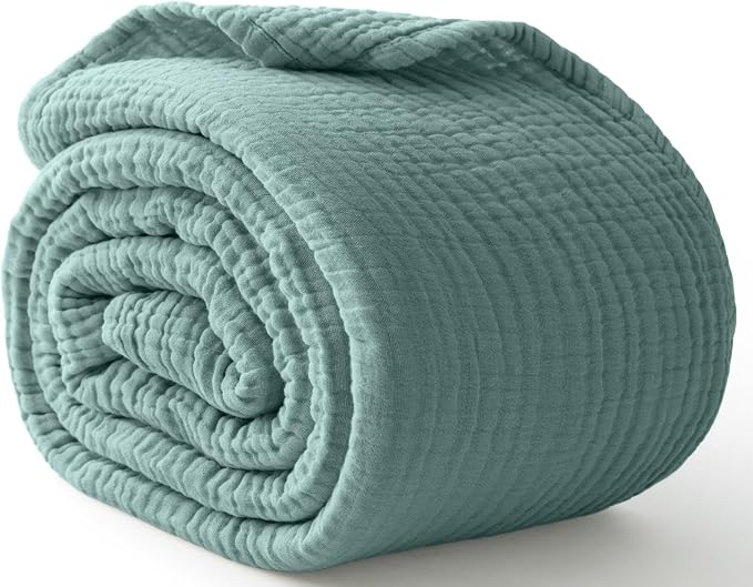 100% Cotton Muslin Blanket California King 120" x 90", 6 Layers Breathable and by Kozyhvn