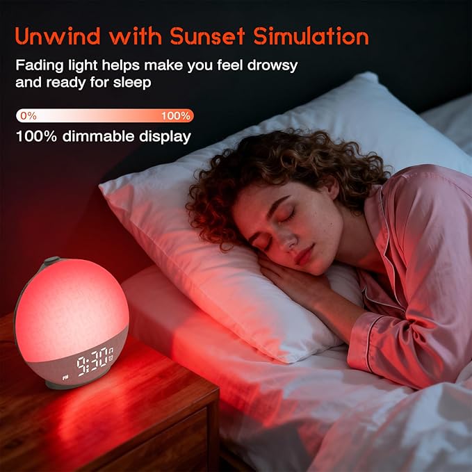 Sunrise Alarm Clock White Noise Machine, Sunset Simulation, 30 Soothing Sounds - Image 5