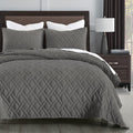 HORIMOTE HOME Quilt Set Queen Size Grey, Classic Geometric Diamond Stitched by HORIMOTEHOME