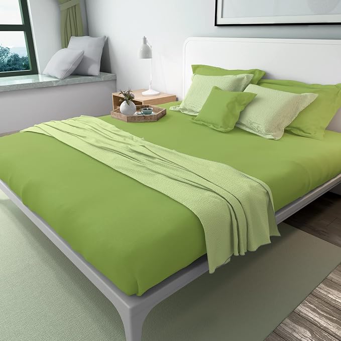 Lirex Bean Green Flat Sheet Twin, Ultra Soft & Breathable Brushed 1800 - Image 5