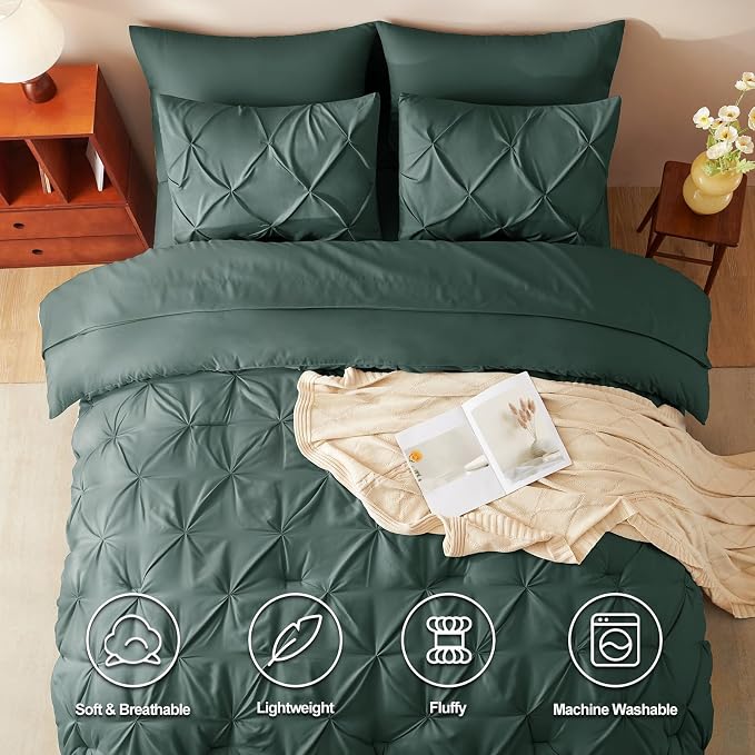 CozyLux Full Size Comforter Sets Forest Green, 7 Pieces Bed in A Bag Green - Image 2