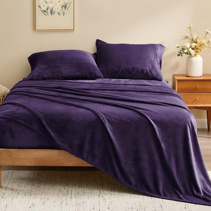 BEDELITE Flannel Sheets Full Size Purple - Image 2