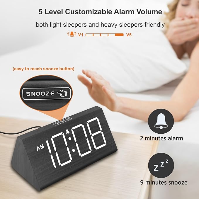 DreamSky Wooden Digital Alarm Clocks - Image 6