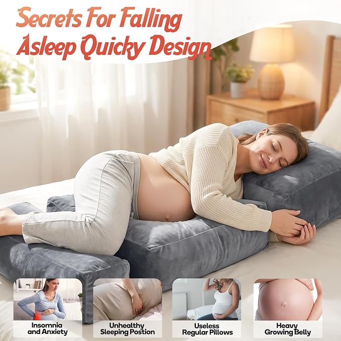 Pregnancy Pillows for Sleeping, 45.3 Inch Pregnancy Massage Pillow Full Body - Image 3