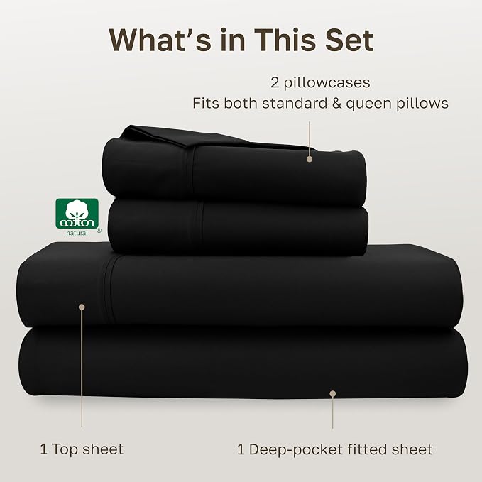 California Design Den Soft 100% Cotton Queen Size Bed Sheets Set, 400 TC Good - Image 4