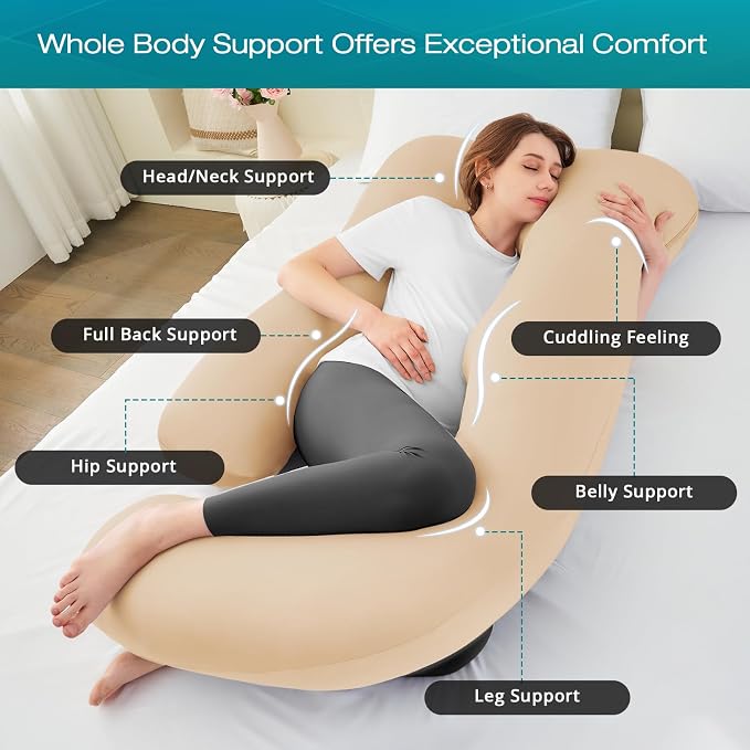 Sasttie Pregnancy Pillows for Sleeping, U Shaped Cooling Full Body Pillow - Image 2