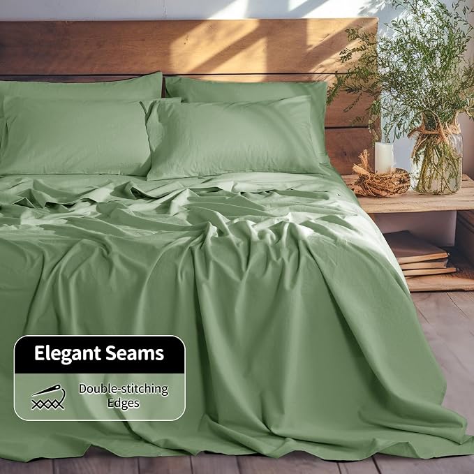 LBRO2M 100% Pure Linen Sheet Set Deep Pocket Up to 16" Bed Sheets Sets - Image 6