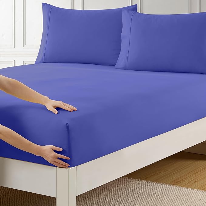 Queen Fitted Sheet Only with Full Elastic & Built in Corner Sheet Straps to by SweetHomeCollection