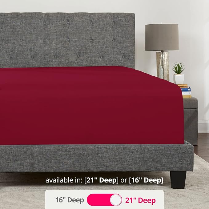 Twin Deep Pocket Fitted Sheet 21' Twin Size Perfectly Fits 17'23' Deep - Image 3