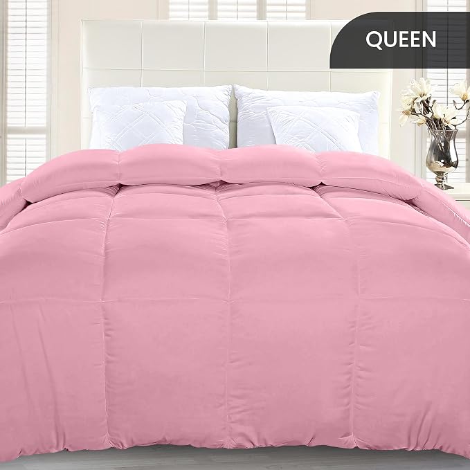 Utopia Bedding Queen Comforter Duvet Insert, Quilted Pink Comforter - Image 3
