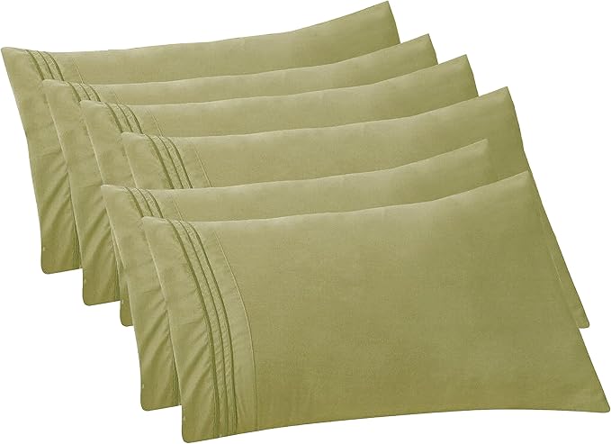 Elegant Comfort 6-PACK Solid Pillowcases 1500 Premium Hotel Quality Microfiber by ELEGANTCOMFORT