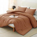 CozyLux Queen Comforter Set Pumpkin, 3 Pieces Solid Comforters Queen Size by CozyLux